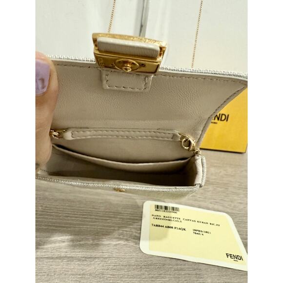 Fendi Nano Baguette Charm Bag with Colorful Embroidered Canvas FF Motif. - Picture 6 of 8